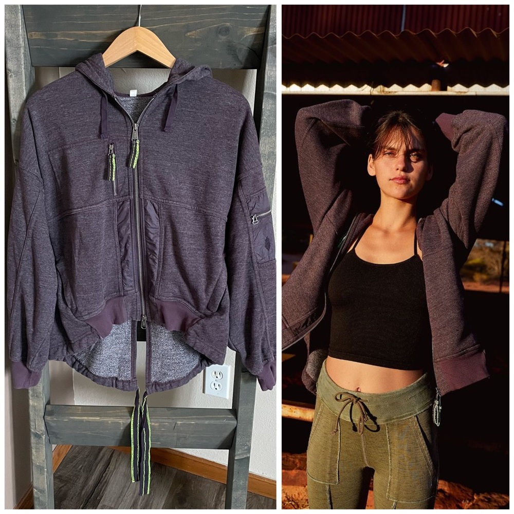 Free People Movement Kuta Oversized Zip Up Hoodie Sweatshirt